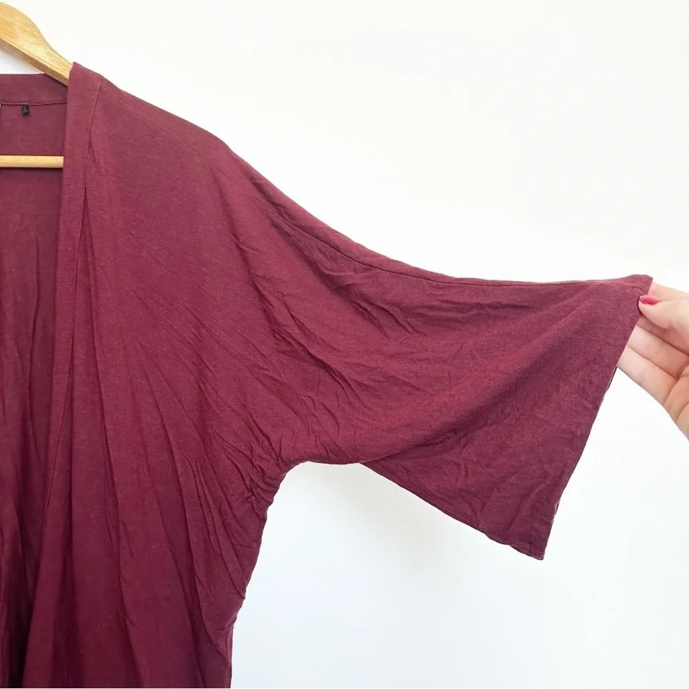 PrAna Foundation Seabrook Wrap Cardigan Sweater Open Front Maroon Heather XL